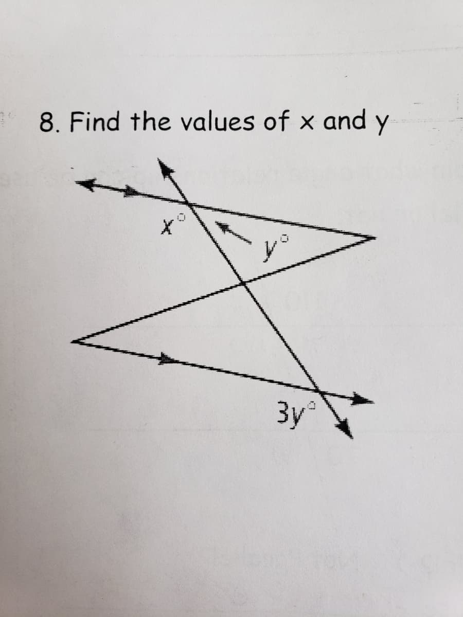 * 8. Find the values of x and
3y
