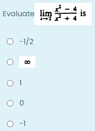 Evaluate lim is
-1/2
O 1
-1
8
