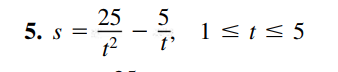 25
5. s =
5
1 <t< 5
t'
||
