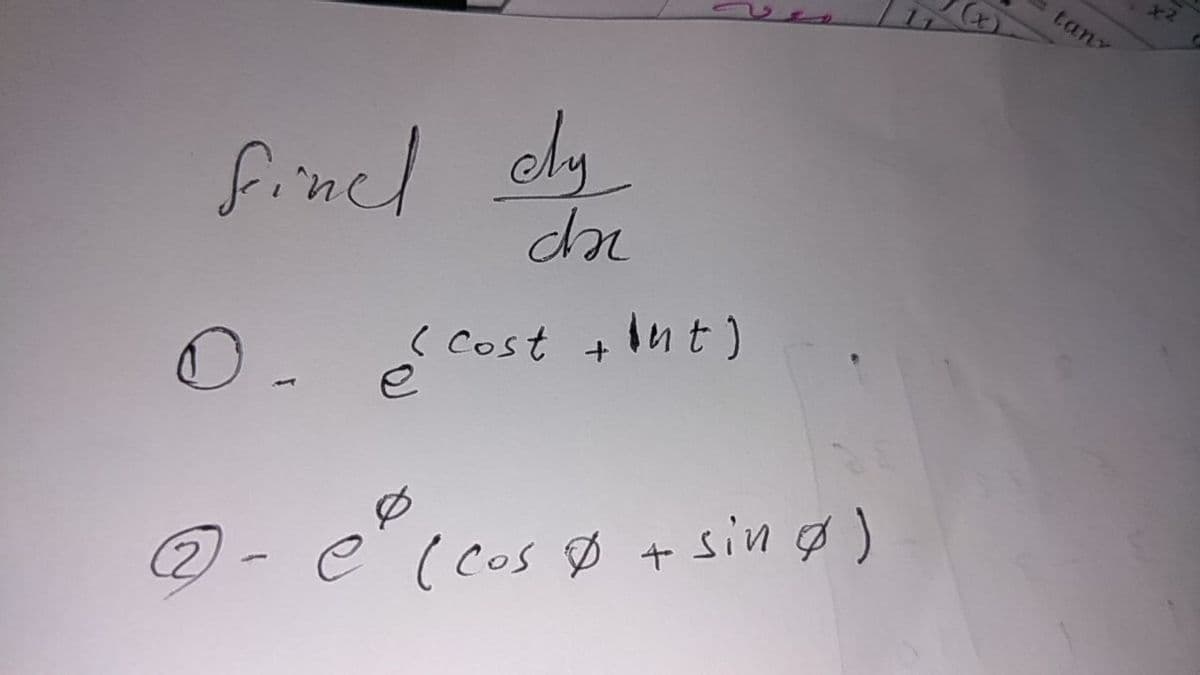 tany
2*
finel ely
(Cost +nt)
e
Ø
2)-e( cos Ø + sin Ø)
