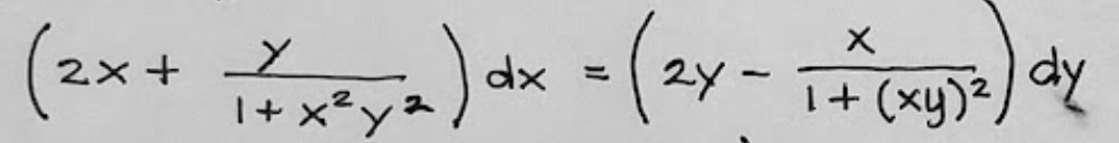dx
1+ ×°yス
2Y - 1+(xy)².
2x + X
