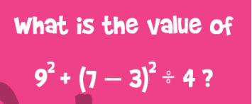 What is the value of
9° + (7 – 3) + 4 ?
