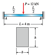 P= 12 kN
L
L
JA
B
L= 4 m
h
-b→
