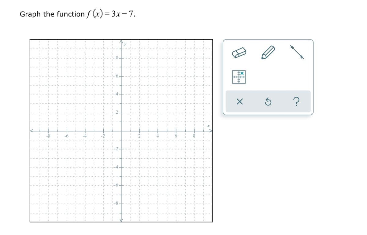 * *
Graph the function f (x)= 3x- 7.
8.
