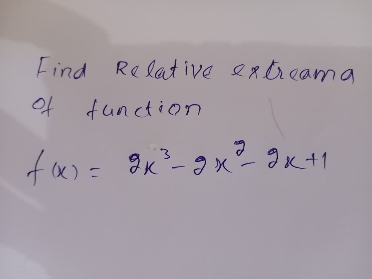 Find Relative extreamng
of function
