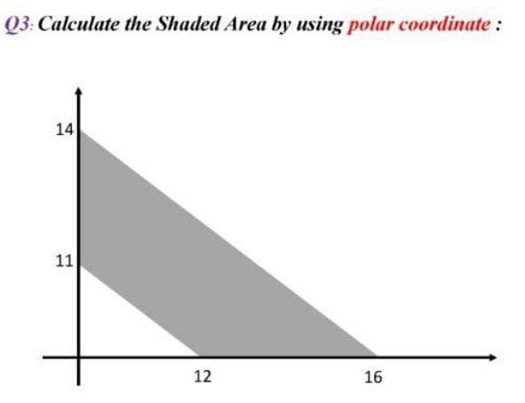 Q3: Calculate the Shaded Area by using polar coordinate:
14
11
12
16
