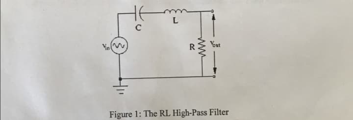 R
Yut
Figure 1: The RL High-Pass Filter
ww
