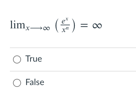 limx-o ()
et
=
O True
O False
8
