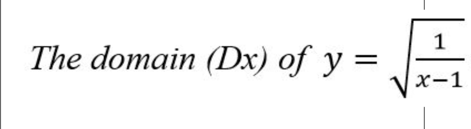 1
The domain (Dx) of y =
||
X-1
