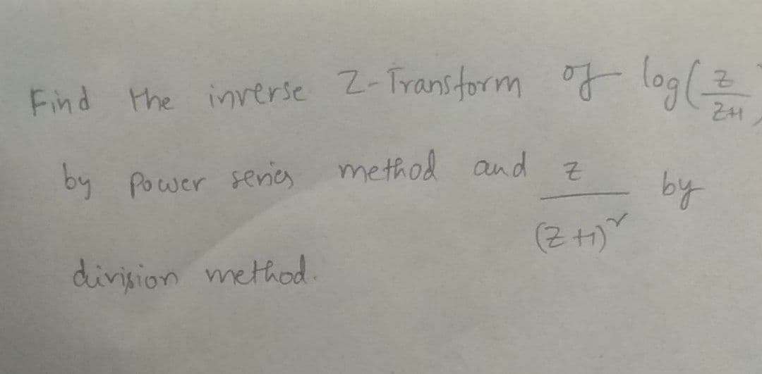Find the inverse 2-Transform of log(
241
by Power senies method and
division method.
by
