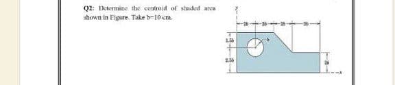 Q2: Determine the centroid of shaded anca
shown in F'igure. Take b-10 cm.
1.56
2.56
