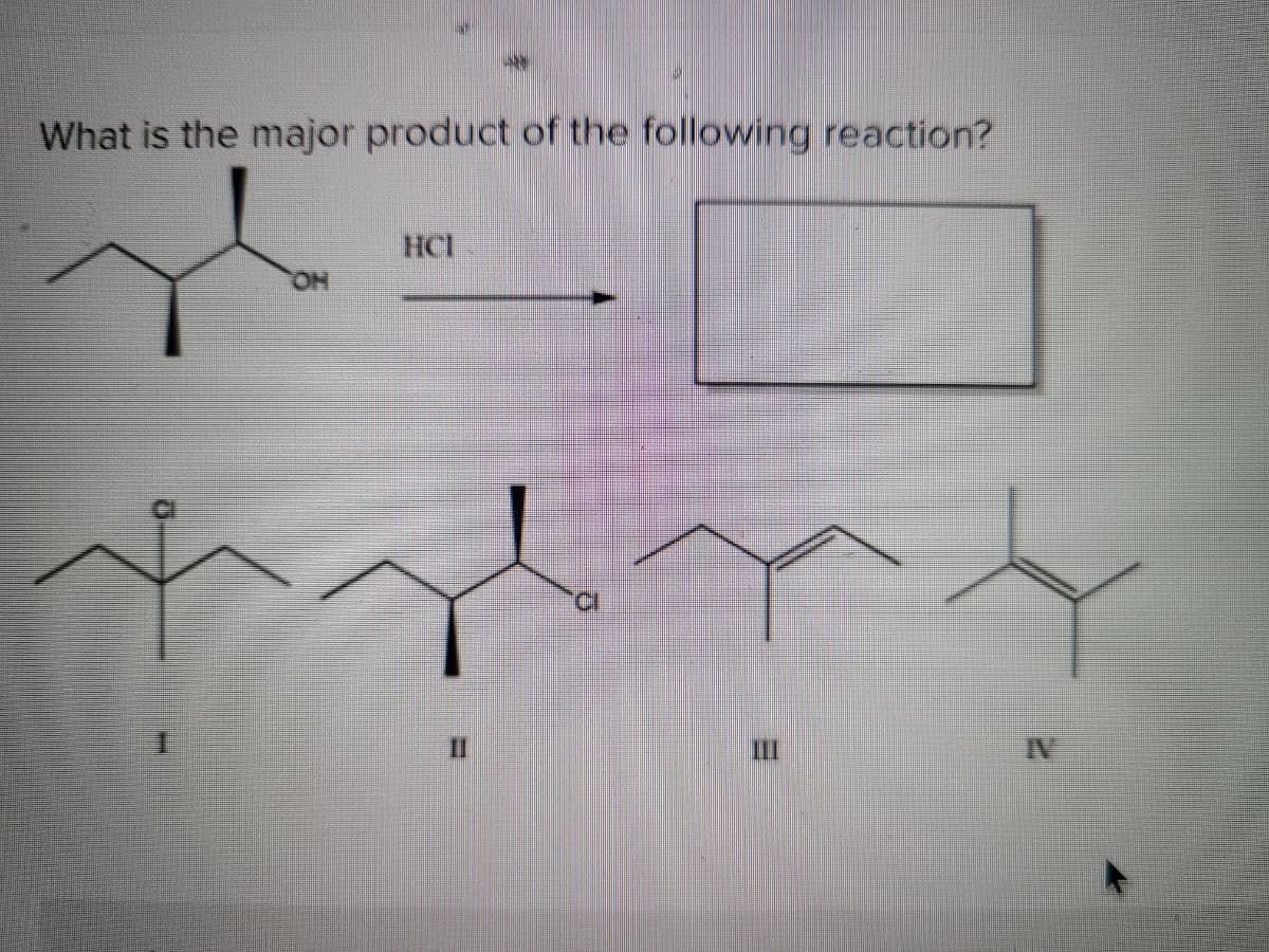 What is the major product of the following reaction?
HCI
HO,
II
