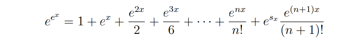 ee
= 1+ e* +
e3x
e(n+1)x
enx
+eSx
п!
(п + 1)!
