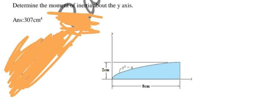 Determine the moment of inertia about the y axis.
Ans:307cm4
2cm
8cm