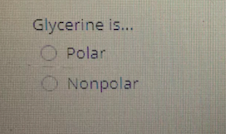 Glycerine is...
O Polar
O Nonpolar
