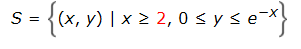 S = {(x, v) | x 2 2, 0 syse*
%3D
X-
