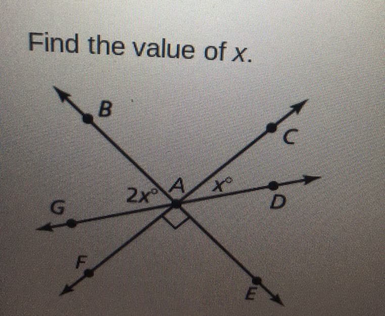 Find the value of x.
2x
