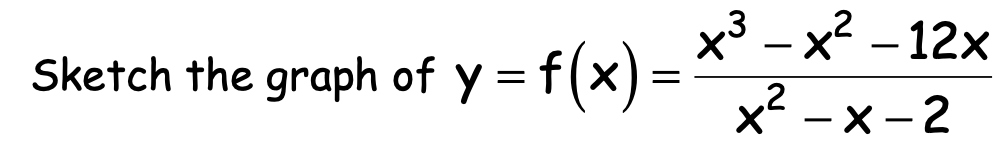 x3 – x2 – 12x
Sketch the graph of y = f(x) =
x*
,2
—х- 2

