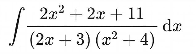 2л? + 2х + 11
dx
(2а + 3) (г? + 4)
