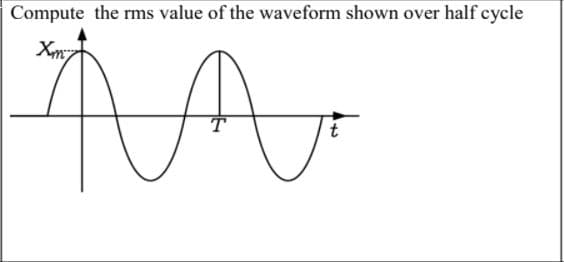 Compute the rms value of the waveform shown over half cycle
