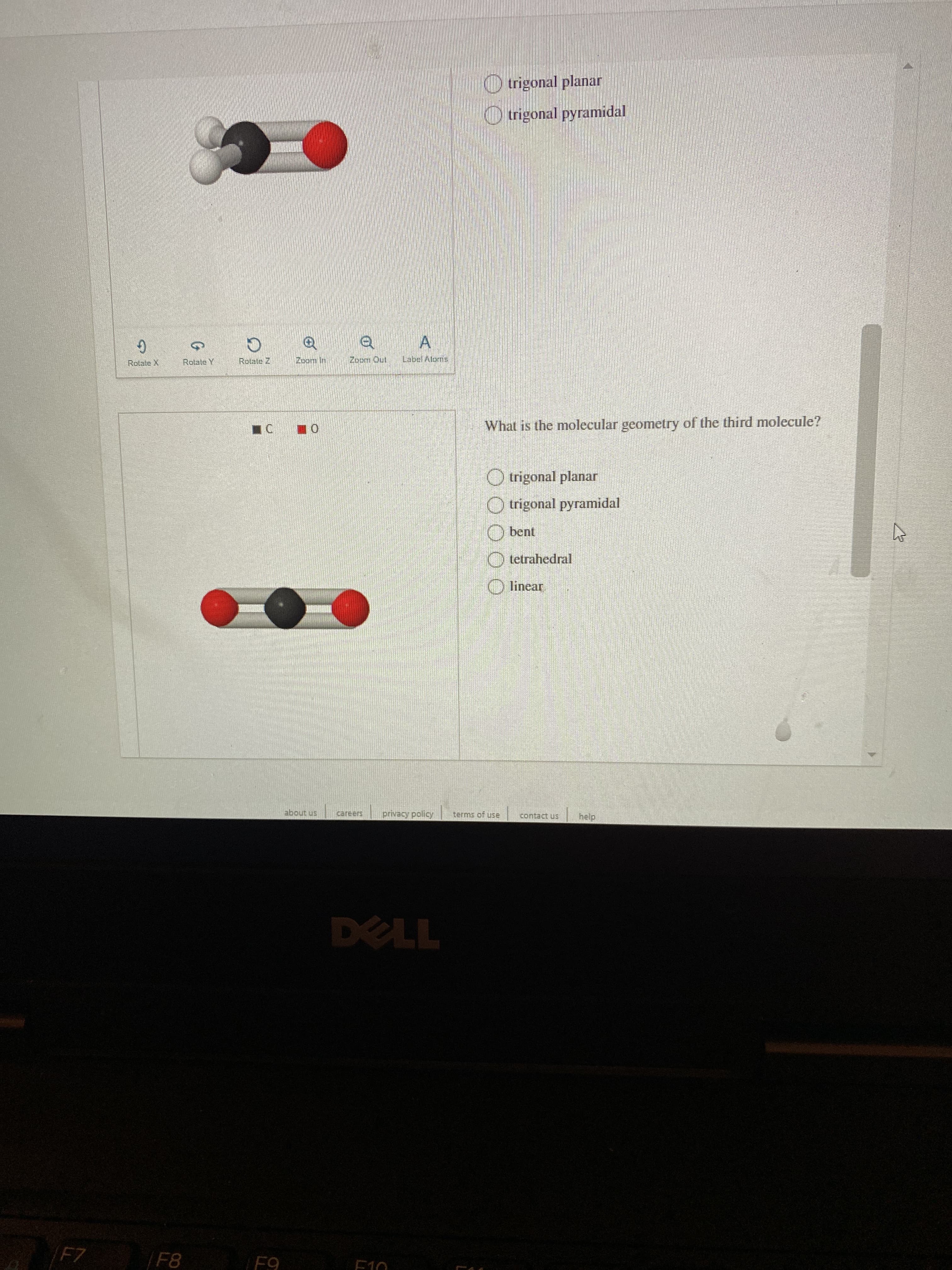 What is the molecular geometry of the third molecule?
