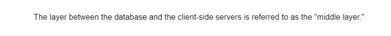 The layer between the database and the client-side servers is referred to as the "middle layer."