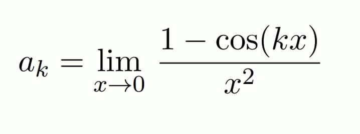 1 – cos(kx)
lim
COS
ak
x→0
x2
