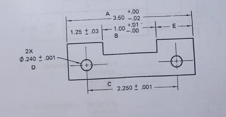 +.00
A
3.50 -.02
+.01 -
1.00 -.00
1.25 t.03
B
2X
Ф.240 +.001
C
2.250 t .001
