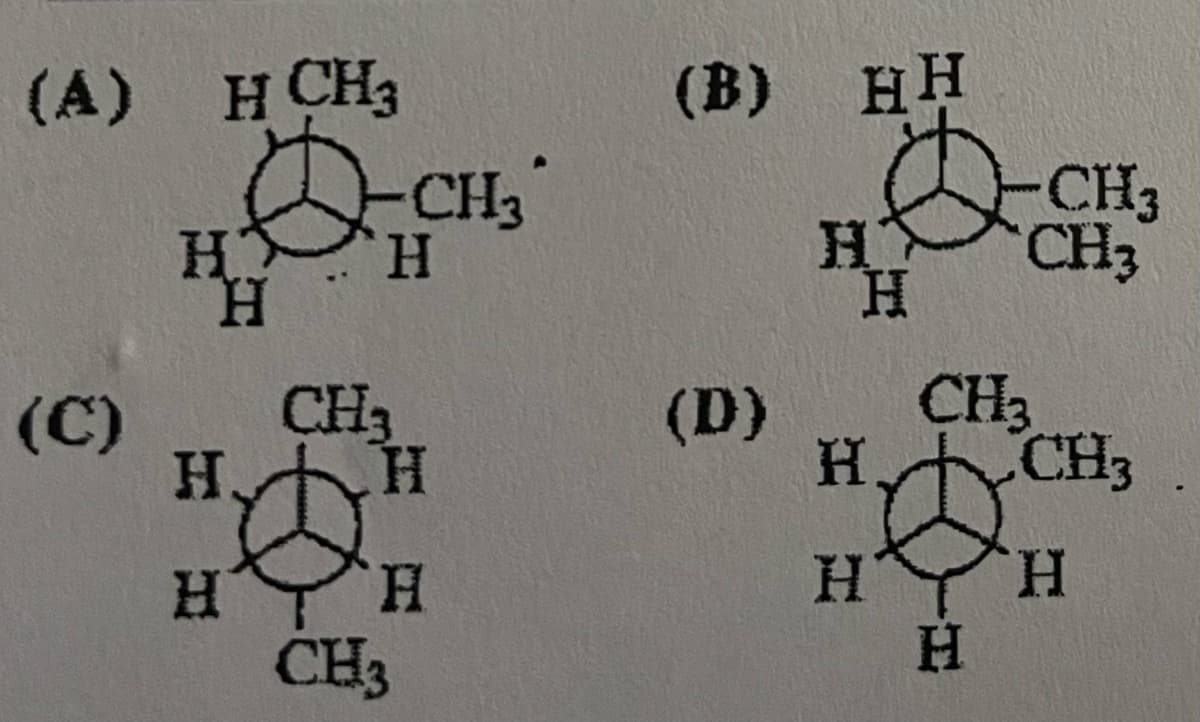 (A) H CH3
(C)
CH3
HH
H
CH₁
HAH
H
H
CH3
(B) HH
(D)
HY
H
H.
H
CH3
H
CH3
CH3
CH3
H