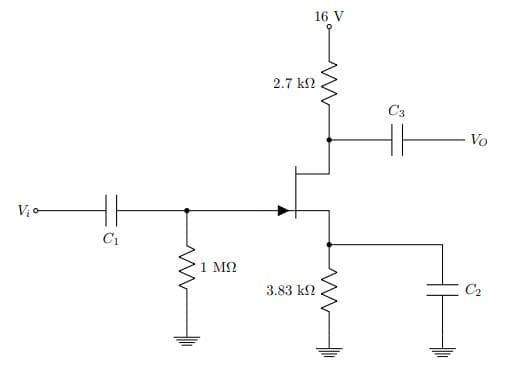C₁
1 ΜΩ
2.7 ΚΩ
3.83 ΚΩ
16 V
C3
Vo
C