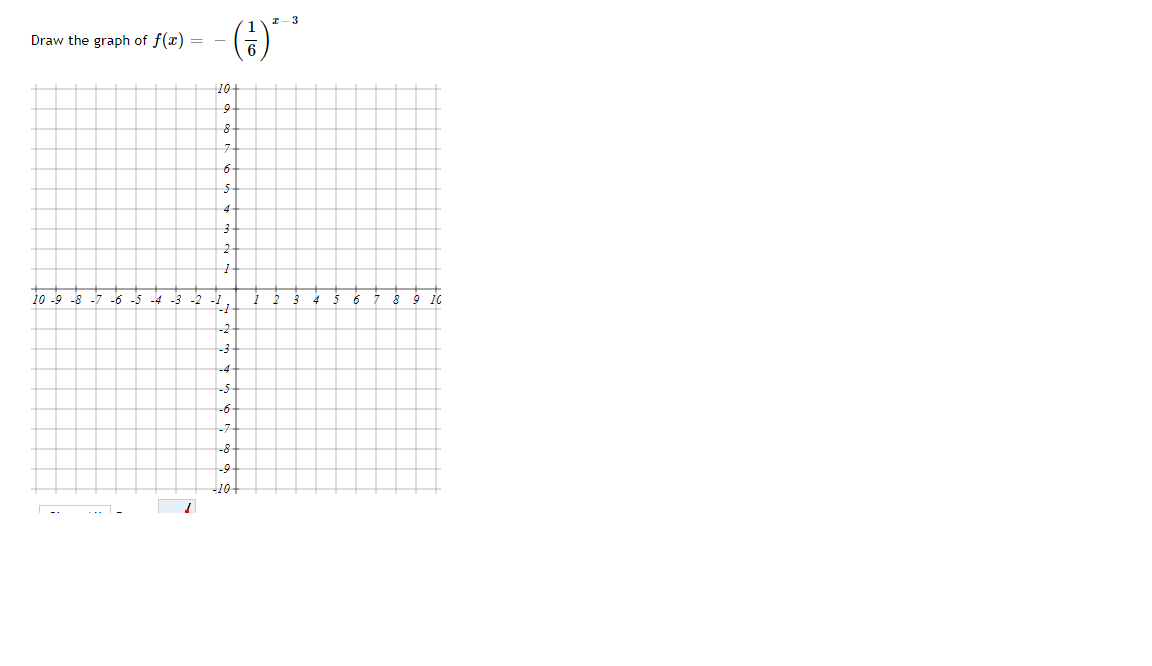 I- 3
(6)*
Draw the graph of f(x) = -
10
6-
5-
4
10 -9 -8 -7 -6 -5 -4 -3 -2 -!,
9 10
-2
-3
-5
-6
-7
-8
