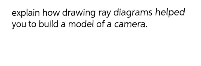 explain how drawing ray diagrams helped
you to build a model of a camera.
