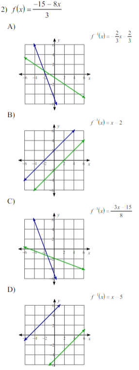 2) f(x) =15 - 8x
A)
s'(s) =
B)
s"(x) = x 2
C)
3x- 15
s"(x) =
8.
D)
s (x) = x - 5
3.
