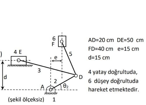 AD=20 cm DE=50 cm
FD=40 cm e=15 cm
4 E
5
d=15 cm
d
4 yatay doğrultuda,
D
6 düşey doğrultuda
A
hareket etmektedir.
(şekil ölçeksiz)
1
6F
3.
