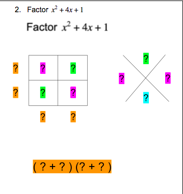 2. Factor x + 4x + 1
Factor x + 4x + 1
?
?
?
(? + ? ) (? + ? )
