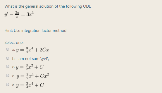 What is the general solution of the following ODE
/ - = 3r"
