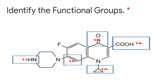 Identify the Functional Groups.
COOH 14-
11HN
12.
