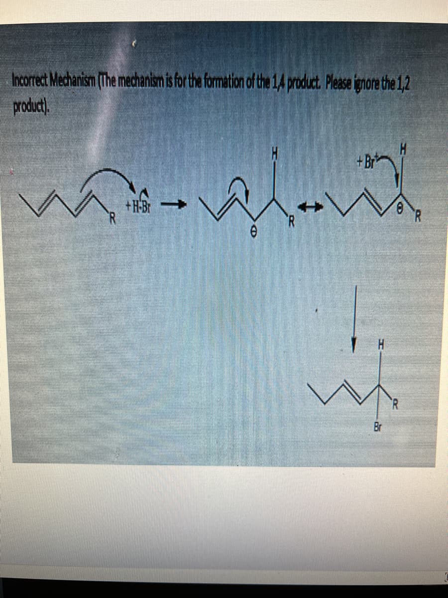 Incorct Mechanism (The mechanism is for the formation of the 14 product. Please ignore the 12
product).
+ Br
+H-B
H.
Br
