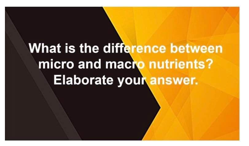What is the difference between
micro and macro nutrients?
Elaborate your answer.
