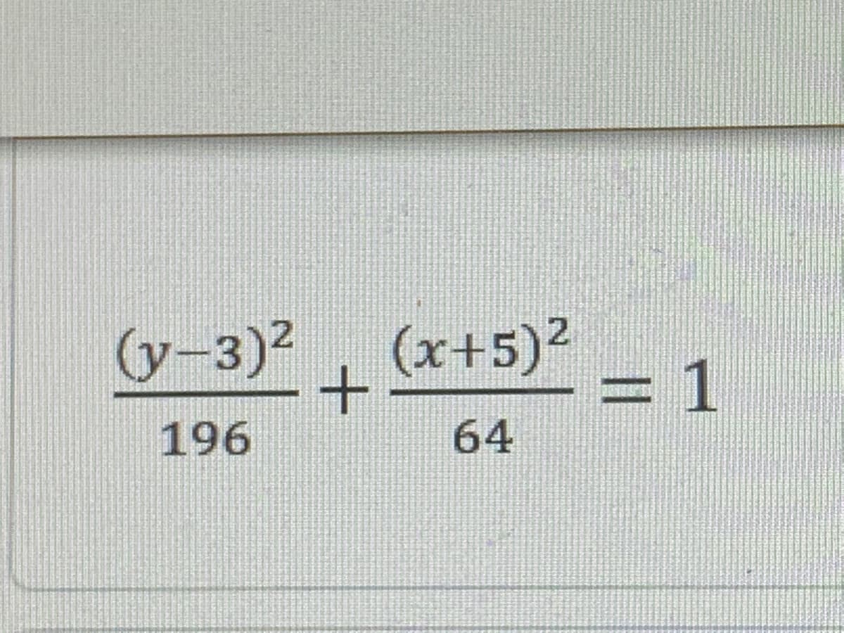 (y-3)², (x+5)²
+
196
64
= 1