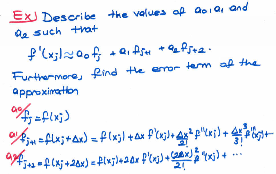 ExJ Describe the values of aoia, and
ag such that
Rind
term af Hhe
Furthermores
the enor
approximation
Bja1 =flx;+ax) = f (xj) +Ax f'(x;)+ Ax* p"C«;) + Ps+
..
21
