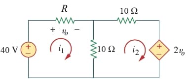 R
10 Ω
ww
+
+ Vo
i
10Ω
i2
40 V (+
+ 1
