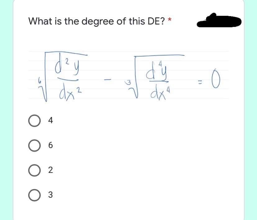 What is the degree of this DE? *
2
О 4
O 2
Оз
