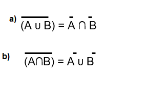 а)
(A u B) = AnB
b) (ANB) = AUB
