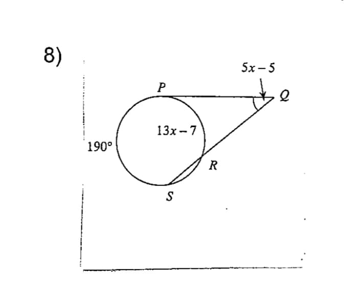 8)
5х-5
P
13х- 7
190°
R
S
