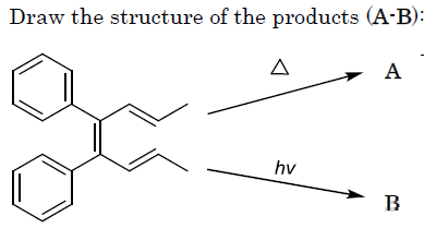 Draw the structure of the products (A-B):
A
hv
B
