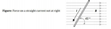 Figure: Force on a straight current not at right
45°
