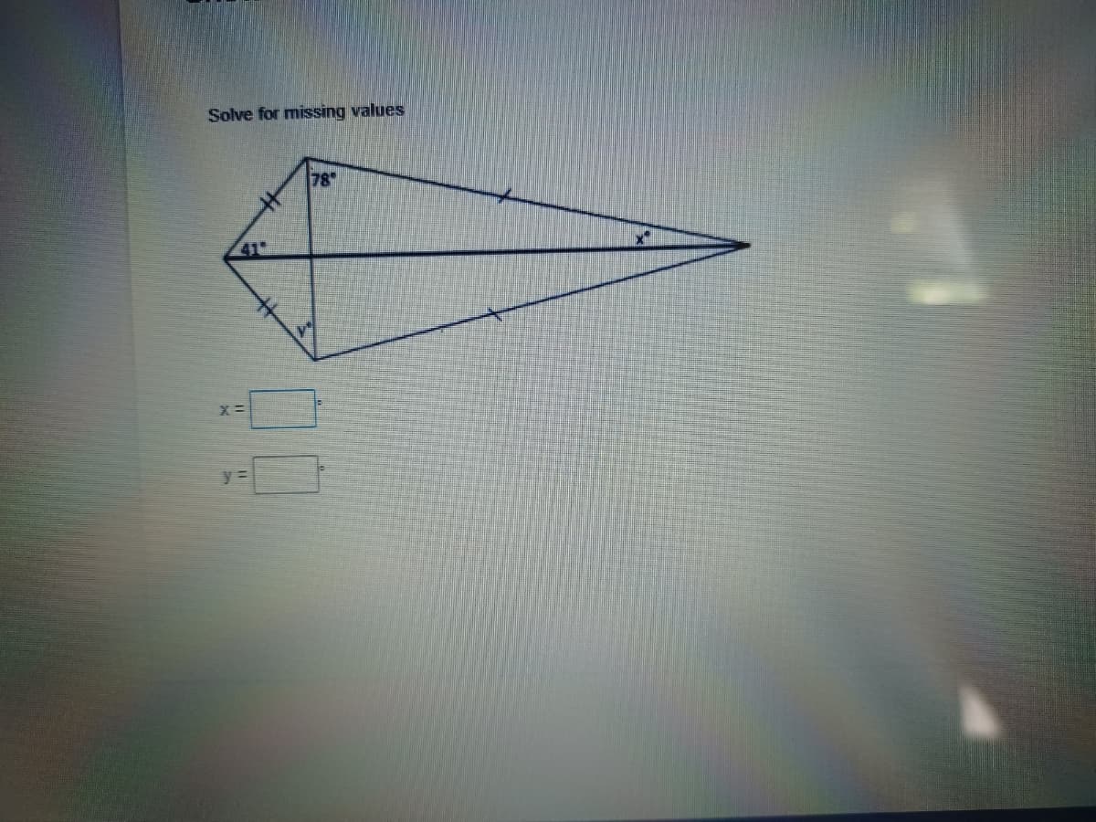 Solve for missing values
78
41
y =
