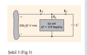 IT
Ic
50 kW
220/0 V rms pf = 0.8 lagging
Şekil 3 (Fig.3)
