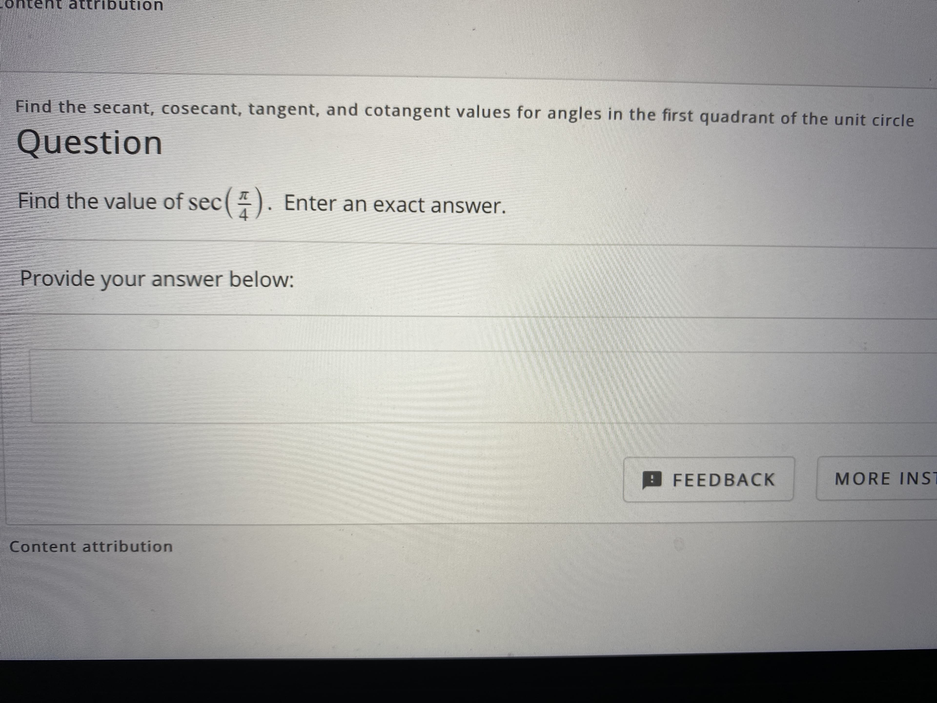 Find the value of sec(). Enter an exact answer.
